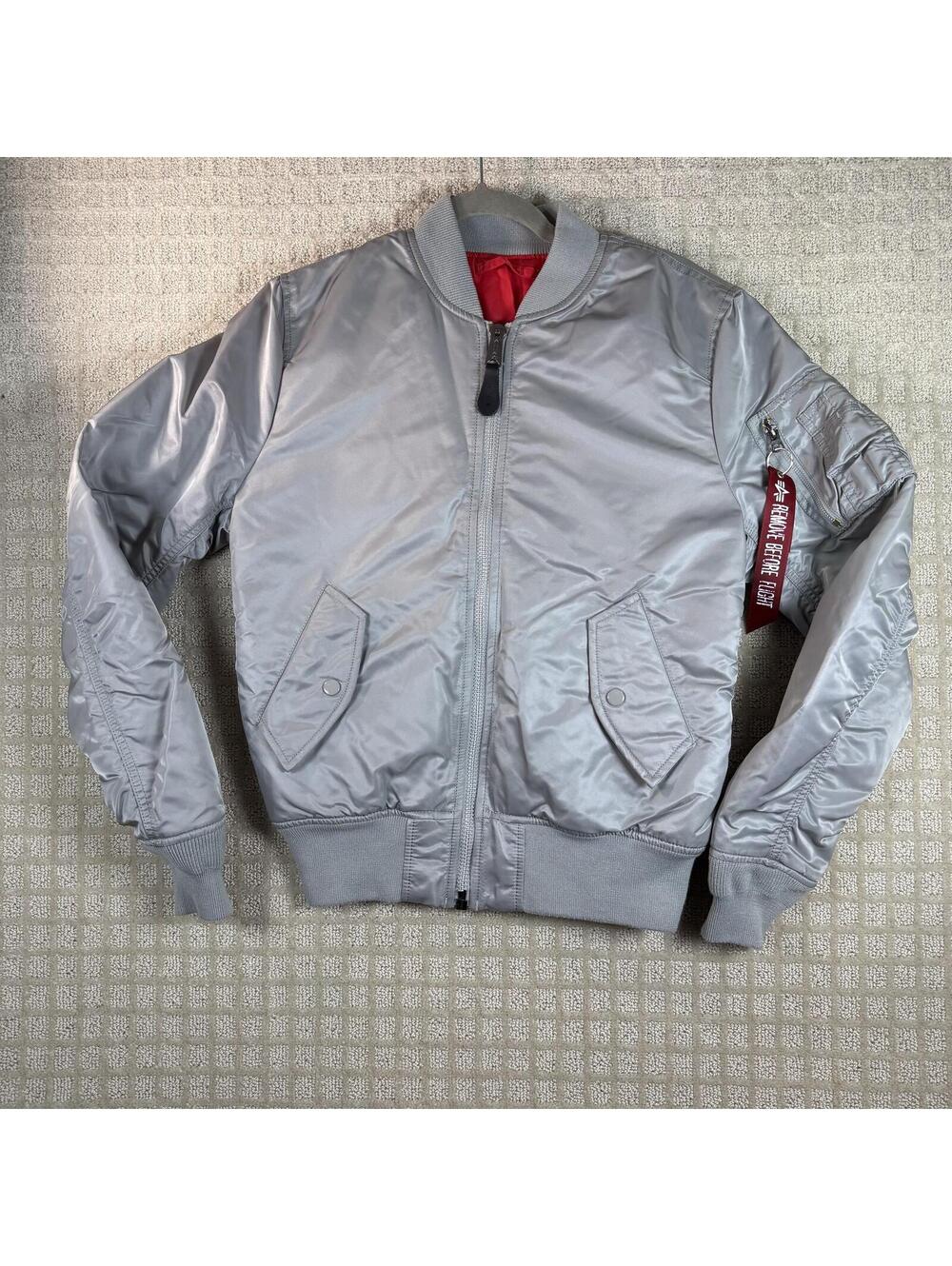 Alpha Industries MA-1 bomber jacket silver gray small